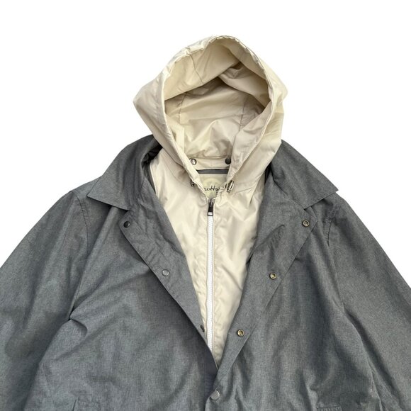 Zerosettanta Studio Men Hooded Tailored Rain Jacket Gray IT 54 US L Quiet Luxury - Picture 9 of 11